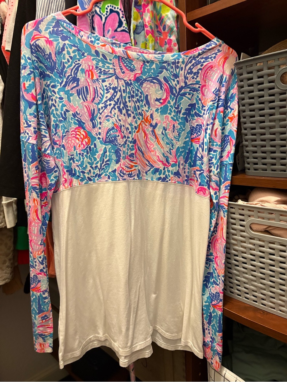 Lilly Pulitzer Blue, Pink and Cream Floral Print Top